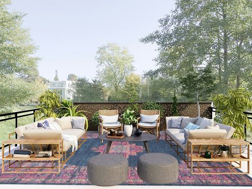 Nourison Passion Blue 9' x 12' Area -Rug, Boho, Traditional, Easy -Cleaning, Non Shedding, Bed Room, Living Room, Hallway (9x12) in Scandinavian Modern Patio