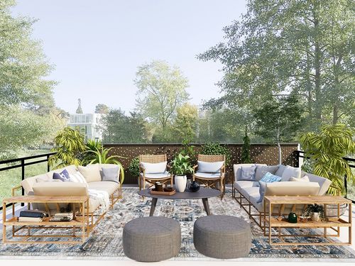 9x12 Area Rugs for Living Room: Washable Rugs Carpet for Living Room with Non-Slip Backing Non-Shedding Stain Resistant, Boho Floral Large Rugs for Dining Room Nursery Home Office (Blue Multi) in Scandinavian Modern Patio