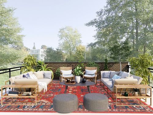 SAFAVIEH Vintage Hamadan Collection Area Rug - 9' x 12', Orange & Blue, Oriental Traditional Persian Design, Non-Shedding & Easy Care, Ideal for High Traffic Areas in Living Room, Bedroom (VTH214C) in Scandinavian Modern Patio