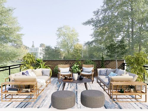 Safavieh Bayside Collection Area Rug - 9' x 12', Blue & Gold, Modern Design, Non-Shedding & Easy Care, Machine Washable Ideal for High Traffic Areas in Living Room, Bedroom (BAY130M) in Scandinavian Modern Patio