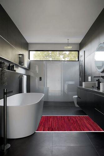 Unique Loom Chindi Cotton Collection Soft Hand Woven Natural Fiber Striped Area Rug, 4 ft x 6 ft, Red/Purple in Black Modern Bathroom