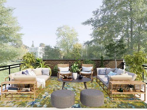 Unique Loom Jardin Collection Colorful, Vibrant, Abstract, Modern Area Rug, 9 x 12 ft, Green/Olive in Scandinavian Modern Patio