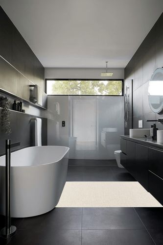 Surya Becki Owens x Birdie Neutral Outdoor Area Rug, 3'10" x 5'7", Off-White in Black Modern Bathroom