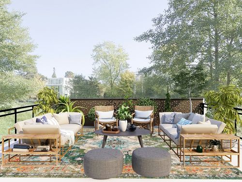 SAFAVIEH Monaco Collection Area Rug - 9' x 12', Forest Green & Light Blue, Boho Medallion Distressed Design, Non-Shedding & Easy Care, Ideal for High Traffic Areas in Living Room, Bedroom (MNC243F) in Scandinavian Modern Patio