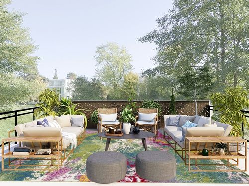 SAFAVIEH Watercolor Collection Area Rug - 9' x 12', Green & Fuchsia, Colorful Boho Abstract Design, Non-Shedding & Easy Care, Ideal for High Traffic Areas in Living Room, Bedroom (WTC697C) in Scandinavian Modern Patio