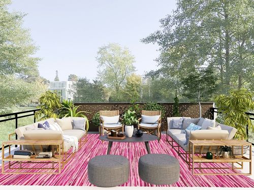 Unique Loom Chindi Cotton Collection Hand Woven Natural Fibers Area Rug_CCH002, 9 ft x 12 ft, Pink/Ivory in Scandinavian Modern Patio