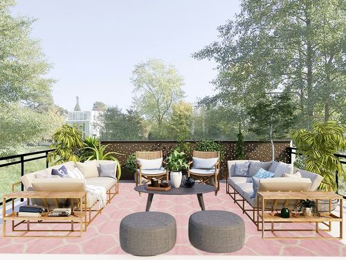 Unique Loom Trellis Frieze Collection Area Rug - Rounded (9' x 12' 2", Light Pink/ Ivory) in Scandinavian Modern Patio