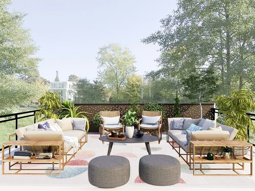 Safavieh Sarasota Collection Area Rug - 9' x 12', Grey & Pink, Mid-Century Modern Design, Non-Shedding & Easy Care, Indoor/Outdoor & Washable-Ideal for Patio, Backyard, Mudroom (SAR116F) in Scandinavian Modern Patio