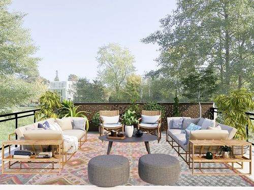 Handmade Modern Contemporary Pink Area Rug 9 x 12 in Scandinavian Modern Patio