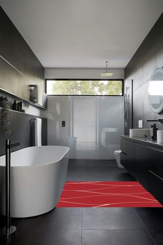 Deconovo Christmas Wave Printed Thermal Insulated Blackout Curtains, Room Darkening Energy Efficient Panel, Grommet Drapes for Bedroom (52W x 96L Inch, 2 Panels, Red) in Black Modern Bathroom