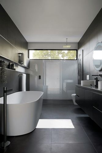 2 x 3 Feet fluffy rug in Black Modern Bathroom