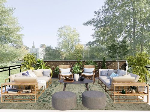 Loloi Magnolia Home by Joanna Gaines x Sinclair Jade/Sand 8'-6" x 11'-6" Area Rug in Scandinavian Modern Patio