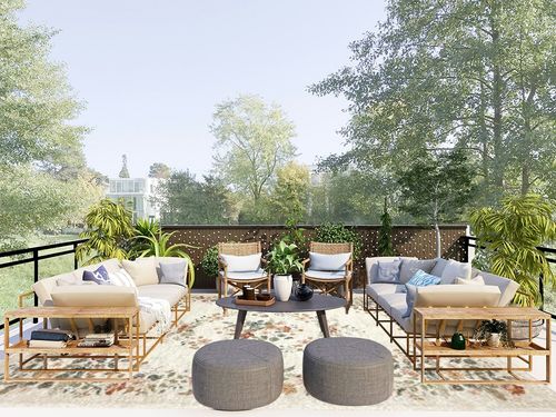 Loloi Rifle Paper Co. x Laurel Cream 9'-2" x 12'-2" Area Rug in Scandinavian Modern Patio