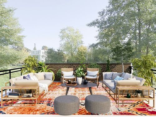 SAFAVIEH Monaco Collection Area Rug - 9' x 12', Orange & Multi, Boho Chic Tribal Distressed Design, Non-Shedding & Easy Care, Ideal for High Traffic Areas in Living Room, Bedroom (MNC222H) in Scandinavian Modern Patio