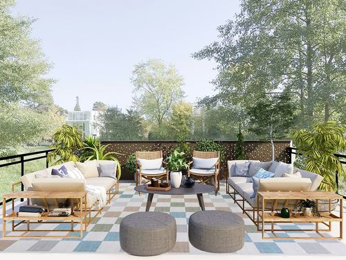 HOMBYS 9x12ft Checkered Area Rug for Living Room Bedroom, Large Modern Floor Carpet for Indoor Dining Room, Multi-Color Checkerboard Home Deco Non-Shedding, Machine Washable, Blue Orange in Scandinavian Modern Patio