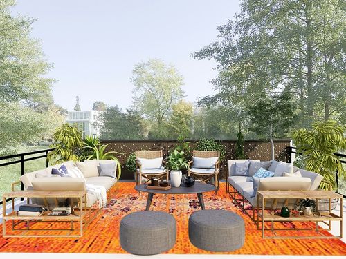 SAFAVIEH Monaco Collection 9' x 12' Orange Multi MNC209H Modern Boho Abstract Distressed Non-Shedding Living Room Bedroom Dining Home Office Area Rug in Scandinavian Modern Patio