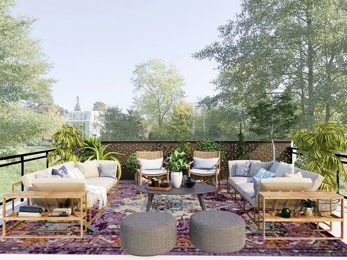 SAFAVIEH Monaco Collection Area Rug - 9' x 12', Violet & Light Blue, Boho Chic Medallion Distressed Design, Non-Shedding & Easy Care, Ideal for High Traffic Areas in Living Room, Bedroom (MNC243L) in Scandinavian Modern Patio