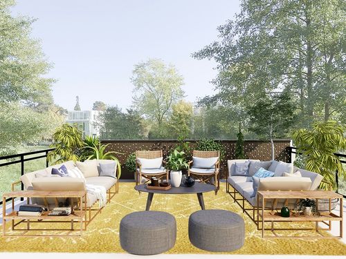 Unique Loom Rabat Shag Collection Modern Tribal Moroccan Inspired Plush & Soft Nomad Design Area Rug (9' 0 x 12' 0 Rectangular, Yellow/ Ivory) in Scandinavian Modern Patio