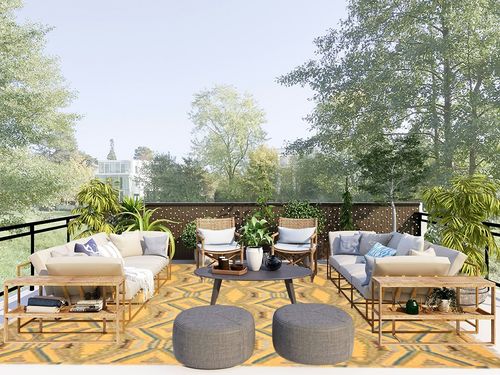SAFAVIEH Bengal Diamond Collection 9' x 12' Saffron Yellow DVE517A Hand-Knotted Premium Wool Area Rug in Scandinavian Modern Patio