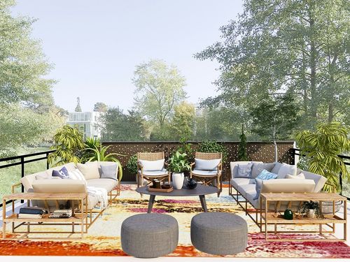 SAFAVIEH Metro Collection Modern Abstract Weathered Watercolor Area Rug, 9' 0" x 12' 0", Ivory/Yellow in Scandinavian Modern Patio