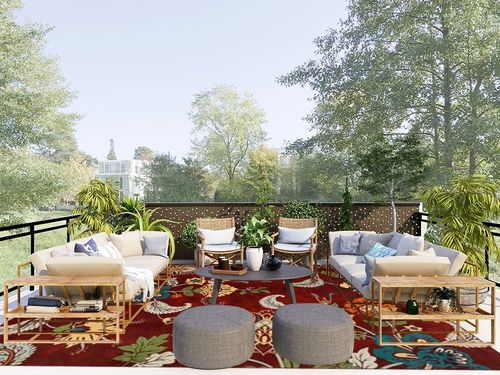 COZYLOOM Large Living Room Area Rug 9x12 Modern Floral Rug Indoor Non-Slip Stain Resistant Throw Rug Flower Farmhouse Floor Cover Washable Boho Accent Carpet for Bedroom Home Decor Office, Red in Scandinavian Modern Patio