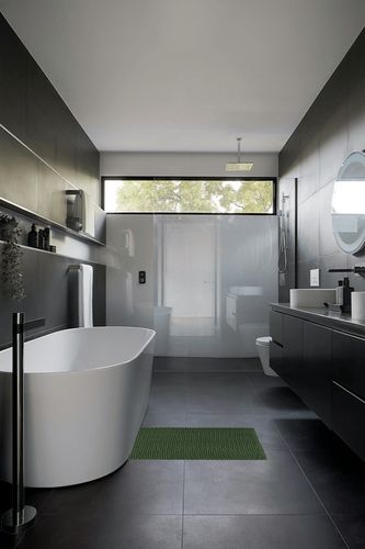 Turquoize Bathroom Rugs Non-Slip Chenille Bath Mat for Bathroom 20 x 32 Inches Extra Soft and Absorbent Shaggy Bathroom Rugs, Machine Washable Perfect for Bathtub, 32" X 20", Bronze Green in Black Modern Bathroom