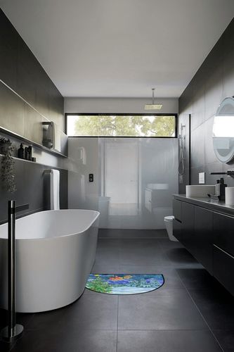 Christmas Santa Claus Deer Half Round Door Mat Indoor Entrance Rugs Non-Slip Semi Circle Area Rug Welcome Doormat 24 x 36 Durable Absorbent Floor Mats for Home Kitchen Living Room in Black Modern Bathroom