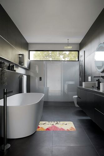 Christmas Bathroom Rugs for Kids Boys Girls Pink Christmas Tree Bath Rugs for Shower Tub Golden Snowflakes Bath Mats for Bathroom Decor Xmas Theme Bathroom Accessories 20"x32" in Black Modern Bathroom