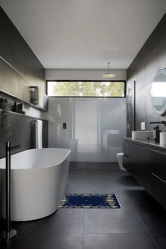 OComster Christmas Rectangle Shape Large Area Rugs - 2 x 3 Feet Yellow White Snowflake Winter Navy Blue Xmas - (Non-Woven + Rubber) Low File Floor Mat in Black Modern Bathroom