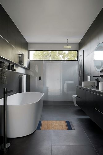 DII Woven Rugs Collection Hand-Loomed Jute, 2x3', French Blue Stripes in Black Modern Bathroom