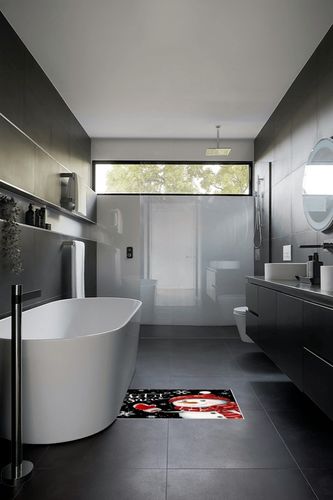 2' x 3' Area Rug, Christmas Non-Skid Rubber Backing Large Rectangle Rugs - Living Room Bedroom Home Office Xmas Red Snowman Snowflake Black Indoor Floor Mat Carpets in Black Modern Bathroom