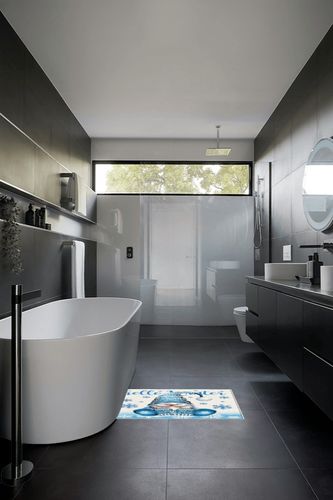 Hello Winter Gnomes Area Rug for Living Room Bedroom 2x3, Large Runner Rug Carpet Washable Rugs Non-Shedding Floor Cover Mat for Kitchen Dining Kids Room Decor Christmas Snowflake Glove Blue in Black Modern Bathroom