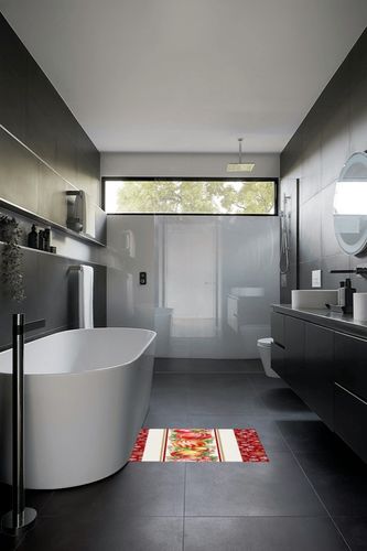 Christmas Area Rug for Living Room Bedroom 2x3, Large Runner Rug Carpet Washable Rugs Non-Shedding Floor Cover Mat for Kitchen Dining Kids Room Decor Colorful Egg Red Snowflakes in Black Modern Bathroom