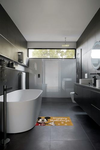 Gertmenian Mickey Mouse Holiday Rug, Coir Front Door Mat (2-Pack), Outdoor Mats for Home Entrance, Retro Welcome Mat, Disney Home Decor, 20" x 34" Each, Red Home Merry Christmas Gift Set, 46646 in Black Modern Bathroom