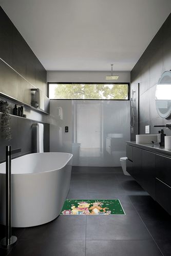 Flagology.com, Doormat, Disney Winnie The Pooh Christmas Wishes Doormat - 18" x 30", Outdoor/Indoor, Heavy Duty Recycled Rubber, Non-Slip Backing, Christmas in Black Modern Bathroom