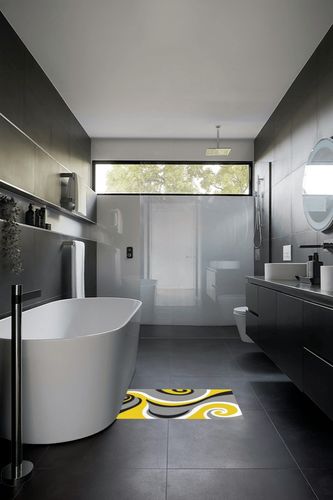 Shag Door Mats Bath Rugs Ginger Grey White Black Swirling,Soft Fluffy Doormats Non Slip Carpet Ombre Abstract Lines Art,Shaggy Fuzzy Area Throw Rug for Kitchen/Bathroom/Bedroom/Living Room 20x31.5In in Black Modern Bathroom