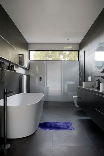 Teppich Wölkchen Faux Fur Sheepskin Rug | Faux Sheepskin Throw Rug Washable, Fluffy Area Rug, Fuzzy Shag Rug for The Living Room, Bedroom, Nursery I Blue - 2x3ft Sheepskin in Black Modern Bathroom