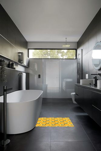 Halloween Plush Shag Bath Rugs Spooky Black Bats Animals Soft Fluffy Floor Doormat Carpet,Non-Slip Door Mats for Living Room Bedroom Kitchen Entryway Yellow Moon Orange in Black Modern Bathroom
