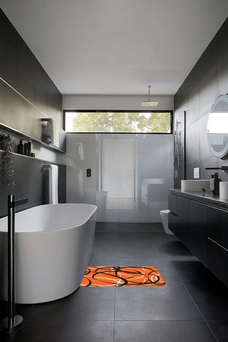 Abstract Yellow White Plush Shag Bath Rugs Color Striped on Orange Soft Fluffy Floor Doormat Carpet,Non-Slip Door Mats for Living Room Bedroom Kitchen Entryway Aesthetic in Black Modern Bathroom