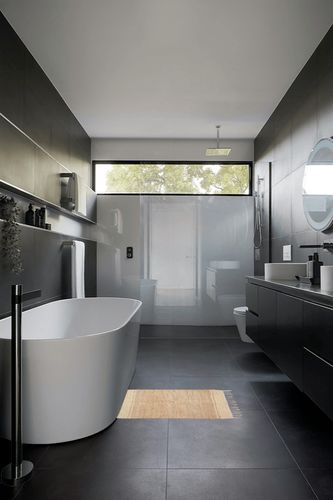 DII Woven Rugs Collection Hand-Loomed Jute, 2x3', Off-White Stripes in Black Modern Bathroom