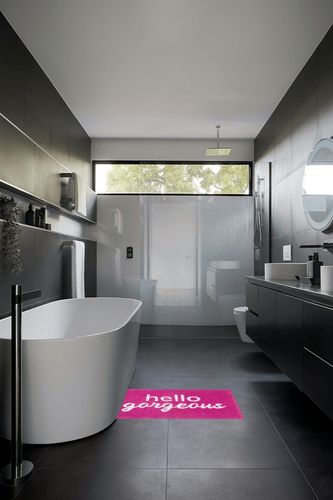 Nymphia Pink Bathroom Rugs Hello Gorgeous Bath Mat for Bathroom Non Slip Soft Microfiber Cute Bath Rug Preppy Bathroom Decor, 20x32 Inch, Hot Pink in Black Modern Bathroom