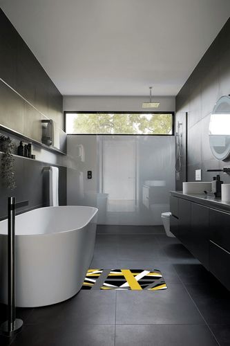 Large Area Rugs 2' x 3' Modern Throw Carpet Floor Cover Nursery Rugs for Children/Kids, Yellow Black Grey Geometric Indoor/Outdoor Rugs for Living Room/Bedroom Modern White Abstract Art Striped in Black Modern Bathroom