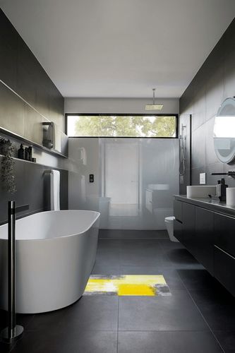 JIVATU Yellow Gray Watercolor Gradient Area Rug, Abstract Art Geometric Color Art Indoor Non-Slip Kids Rugs, for Room Sofa Living Room Mat Bedroom Home Decor Floor Mats 2 x 3ft in Black Modern Bathroom