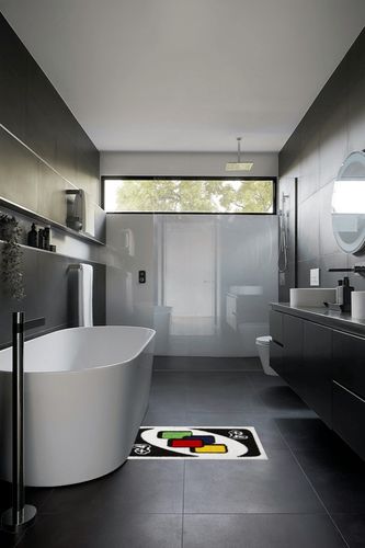 Estmy UNO Card Rug, Funky Aesthetic Retro Throw Area Rugs 2x3 Non Slip Washable, Modern Abstract Cute Unique Bathroom Bedroom Rugs Fluffy Soft Small Rugs for Entryway Indoor, Funny Housewarming Gift in Black Modern Bathroom