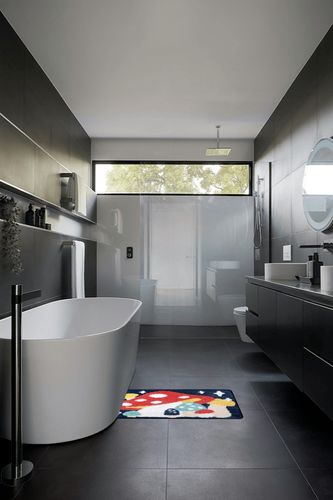 Molesun Mushroom Bath Mat Bathroom Rug, Cartoon Microfiber Non-Slip Shower Rug Water Absorbent Plush Soft Cute Bath Rug Thick Shaggy Floor Mats, Machine Washable, Mushroom, 20" x 31" in Black Modern Bathroom