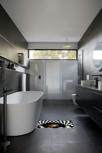 EPIC POETRY Halloween Horror Movie Carpet 3D Visual Swirl Vortex Floor Rug Decorations Doormat, Black White Plaid Scary Door Mats Indoor Outdoor Bedroom Living Room Area Rug 32X20 in in Black Modern Bathroom