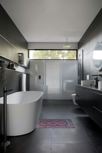 Fame Rugs Vintage Bohemian Area Rugs for Living Room, Bedroom, Navy Blue & Red, 2' x 3' in Black Modern Bathroom