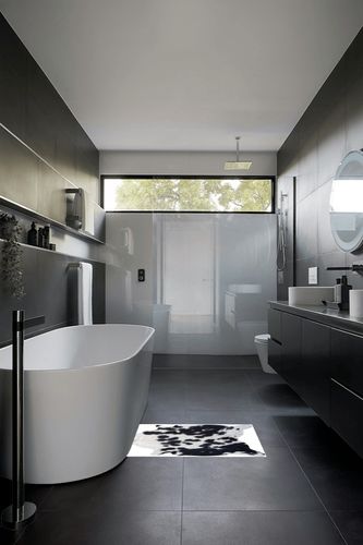 Genuine Mini Cowhide Rug Black and White 24 x 35 inches 90 x 60 cm in Black Modern Bathroom