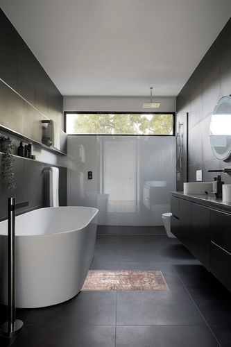 Adiva Rugs Machine Washable Area Rug with Non Slip Backing for Living Room, Bedroom, Bathroom, Kitchen, Printed Vintage Home Decor, Floor Decoration Carpet Mat (Multi/RED, 2' x 3') in Black Modern Bathroom