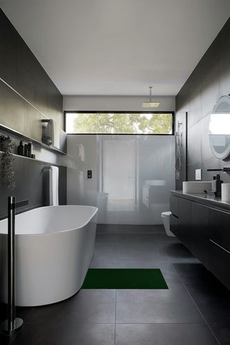 Furnish my Place Indoor/Outdoor Solid Color Rug - Forest Green, 2' x 3', Pets and Kids Friendly Rug, Easy to Clean Carpet, Area for Living Room, Bedroom, Wedding in Black Modern Bathroom